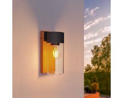 Ledvion – Wandlamp Buiten – Hout – E27 Fitting – IP44 – Aluminium