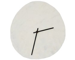 Leeff Klok Charlie – Wit – Papier-maché – Zwarte wijzers