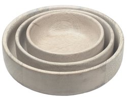 Leeff Kom Bente S, set van 3 – Schalen – Naturel – 7 x 7 x 2,5 CM – Hout
