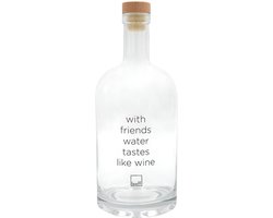 Leeff Waterfles Wendy - With friends water tastes like wine – Karaf – Transparant – 1500ml – Glas - Set van 2 flessen