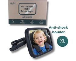 Leefico Baby Autospiegel XL – Autospiegel Baby & Achteruitkijkspiegel – 25x17cm – Spiegel Auto Baby – Extra Stabiele Anti-Schok Houder – 360° Verstelbaar – Inclusief Nederlandse Handleiding