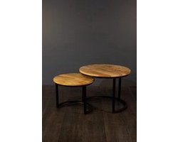 Leen Bakker Toon - Bijzettafel - Set van 2 - 34xØ42 cm / 41xØ56 cm - Bruin