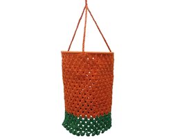 Leena-Leena duurzame lampion - oranje/groen - bio katoen - hand gehaakt in Nepal - bohémien lamp - boho lamp - kinderkamer - kamerdecoratie - hanging basket - lampenkap - moederdag