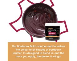 Leer Balsem -Kleur : Bordeaux - Kleur Herstel en Beschermen van Versleten Leer en Lederwaar – Leather Re-Colouring Balm - Colour Restorer for Sofas, Leather Colour Repair for Faded & Scratched Leather Upholstery, Car Seats, Shoes and Clothing