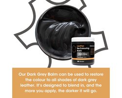 Leer Balsem -Kleur : Donker Grijs / Dark Grey - Kleur Herstel en Beschermen van Versleten Leer en Lederwaar – Leather Re-Colouring Balm - Colour Restorer for Sofas, Leather Colour Repair for Faded & Scratched Leather Upholstery, Car Seats, Shoes