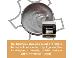 Leer Balsem -Kleur : Licht Grijs / Light Grey - Kleur Herstel en Beschermen van Versleten Leer en Lederwaar – Leather Re-Colouring Balm - Colour Restorer for Sofas, Leather Colour Repair for Faded & Scratched Leather Upholstery, Car Seats, Shoes