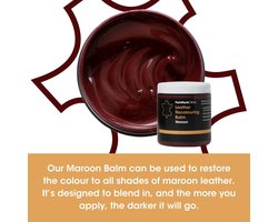 Leer Balsem -Kleur : Maroon - Kleur Herstel en Beschermen van Versleten Leer en Lederwaar – Leather Re-Colouring Balm - Colour Restorer for Sofas, Leather Colour Repair for Faded & Scratched Leather Upholstery, Car Seats, Shoes and Clothing