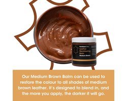 Leer Balsem -Kleur : Midden Bruin / Medium Brown - Kleur Herstel en Beschermen van Versleten Leer en Lederwaar – Leather Re-Colouring Balm - for Sofas, Leather Colour Repair for Faded & Scratched Leather Upholstery, Car Seats, Shoes and Clothing