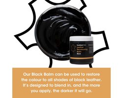 Leer Balsem -Kleur : Zwart / Black - Kleur Herstel en Beschermen van Versleten Leer en Lederwaar – Leather Re-Colouring Balm - Colour Restorer for Sofas, Leather Colour Repair for Faded & Scratched Leather Upholstery, Car Seats, Shoes and Clothing