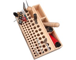 Leer Handwerk Gereedschaphouder 98 Gaten Gereedschap Hout Rek Hout Opbergdoos Organizer