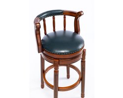 Leer Houten Barkruk 41,9x41,9x83cm 360 Graden Draaiende Stoel Blauw Echt Leer Hout Met Rugleuning Bar Hoogte Keuken Eettafel En Bar Gebruik Bruin