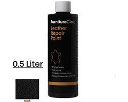 Leer Reparatie Verf Zwart 500ml – Leer Herstellen & Repareren – Leren Bank, Autostoel & Tas – Furniture Clinic Leather– Repair Paint