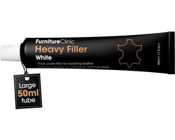 Leer Reparatie Vuller Wit – Furniture Clinic – Leer Plamuur voor Scheuren, Gaten & Krassen – Schuurbaar – 50ml – Heavy Filler Wit
