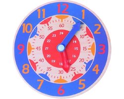 leerklok - leren klok kijken - montessori - educatieve houten oefenklok - schoolmaterialen - Blauw