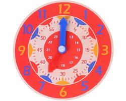 leerklok - leren klok kijken - montessori - educatieve houten oefenklok - schoolmaterialen - Rood