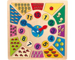 Leerklok - Multi kleuren houten klok - Leren klok kijken - Houten speelgoed vanaf 4 jaar