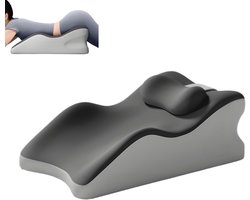 Leeskussen, Ergonomisch wigkussen voor de rug, Lendensteunkussen, Ontspanningskussen voor zittend of lezend in bed (grijs)