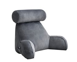 Leeskussen - Kussen voor lezen - Voor in Bed en Bank - Rugkussen - Boekenkussen met Kussenrol - Comfortabel Leeskussen - Bookseat - Meditatiekussen - Rugkussen onderrug - Traagschuim - Grijs