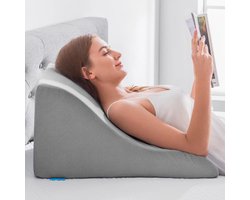 Leeskussen voor in bed - Ergonomisch traagschuim wigkussen - Rugondersteuning bij ontspannen spelen lezen of televisie kijken - Breed leeskussen voor in bed