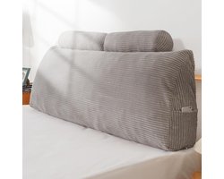 leeskussen voor in bed MAXYOYO Grote Bolster driehoekige positioneringsondersteuning - leeskussen voor rugleuning - wigkussen voor hoofdeinde - dag bed stapelbed - afneembare hoes grijs kingsize leeskussen voor in bed