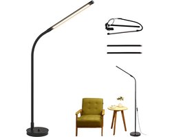 Leeslamp Staand - USB LED Vloerlamp met Flexibele Hals - 360° Verstelbare Lamp voor Lezen, Studeren en Werken - 7W Warm Licht