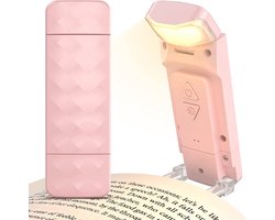 Leeslampje - boeklampje - opvouwbaar - blauwlichtfilter - USB oplaadbaar - 500 mAh - roze