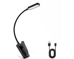 Leeslampje met Klem - Dimbaar en Oplaadbaar - Leeslampje voor Boek - 3 Lichtstanden - Buigbaar - Zwart - van Saaf