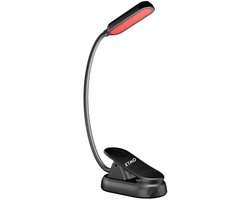 Leeslampje voor boek - Leeslampje met klem - Bureaulamp - Klemlamp - Rood Licht - Oplaadbaar - Dimbaar