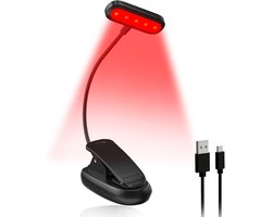 Leeslampje voor boek - Rood - Dimbaar - USB-C Oplaadbaar - Flexibele Klem - Oogvriendelijk Nachtlampje