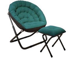 Leesstoel met Ottomaanse - Fauteuil Relaxstoel - Ontspannen Lezen - Opvouwbaar en Geen Installatie - 980 cm² Zitoppervlak - Groen