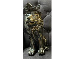 Leeuw - kandelaar - kleur: Brons - Lion - Wonen - Woonaccessoires / Woonaccessoire - Woon - Cosy - Brons - Beeld kleur - Polyresin - King - Koning - Dier - Kaars houder - Candle holder - Accessoires - Kaarsen - Kaarshouder - Winter - Kerstmis - Kerst