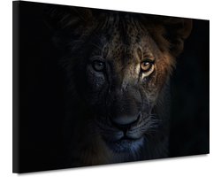 Leeuw wanddecoratie - Dieren wanddecoratie - Canvas schilderij Ogen - Muurdecoratie landelijk - Canvas schilderij woonkamer - Kantoor accessoires canvas 150x100 cm
