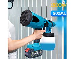 LeeuwenChoice® Elektrische Verfspuit - 800ML Draadloos Verfpistool - Geschikt voor Makita 18V Accu - HVLP Airbrush voor Auto & Meubels