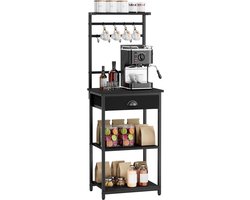 LeeuwenChoice® Keukenrek Organiser - Koffie Corner - Mini Bar - Met Planken & Haakjes - 43 x 33 x 134,5 cm