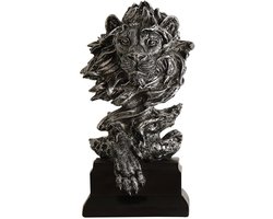 Leeuwenkop beeldje, hars leeuw standbeeld, dierenkop standbeeld, bureaukast, beeldje, ambachten, ornamenten voor thuis, kantoor, decoratie, cadeau