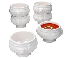 Leeuwenkop Soepterrines Set van 6 - Witte Soepkopjes voor 6 Personen, 450 ml, Ideaal voor Bruiloft en Soepen