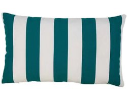 Lef grote streep buitenkussen petrol 30x50cm