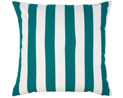 Lef grote streep buitenkussen petrol 60x60cm