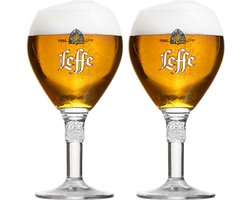Leffe Bierglazen - 330 ml - Set van 2 - Originele kelkglazen voor abdijbier - Perfect voor Leffe Blond of Bruin - Vaatwasserbestendig - Glas - Hoogte 150 mm, Diameter 90 mm - Bierglazen - Glaswerk