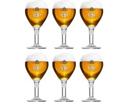 Leffe Bierglazen 330 ml - Set van 6 - Originele kelkglazen voor Abdijbier - Ideaal voor Leffe Blond en Bruin - Vaatwasserbestendig - Transparant glas - Hoogte 195 mm - Bierglazen - Glaswerk