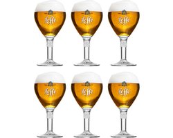 ​Leffe Bierglazen / Bierbekers - 330 ml - Set van 6 - Originele Kelkglazen voor Abdijbier - Gegraveerde 'L' op de Bodem Stimuleert Schuimvorming - Vaatwasserbestendig - Ideaal voor het Serveren van Leffe en Andere Abdijbieren ​