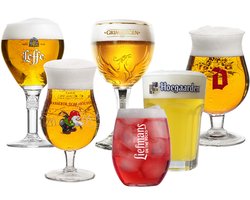 Leffe Bierglazen cadeau set - Bierkenner - 6 stuks - Set van 6 verschillende bierglazen - Ideaal voor bierproeverij - Vaatwasserbestendig - Helder glas - 250-330 ml - Glaswerk - Bierglazen