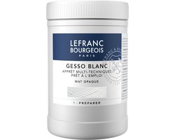 Lefranc Bourgeois 300656 Witte Gesso Mat – 1000 ml | Universele Primer voor Acryl & Olieverf | Canvas, Hout, Papier & Steen