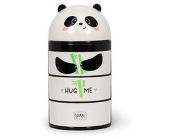 Legami - Desk Organizer, bureau-organizer met 3 zijopeningen, bovenste compartiment met schuifsluiting, panda-motief