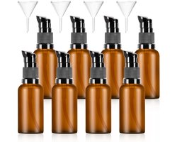 Lege glazen flessen - pompfles - 8 stuks - bruin glas - 30 ml