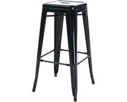 Legend Metalen barkruk zwart - 77 cm hoog industrieel - stapelbaar - café