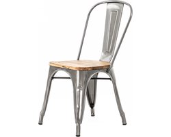 Legend Metalen Eetkamerstoel Industrieel Metaal - Met Houten Zitting - Horeca Stoel - Bistro - Zonder Armleuning