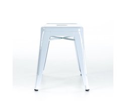 Legend Metalen Krukje Wit - Stapelbaar - met Handvat - Industrieel - Tolix - 39 x 39 x 45 cm
