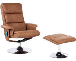 LEGEND - Relaxfauteuil met voetenbank - Bruin - Kunstleer
