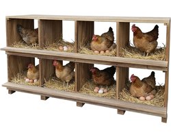 Legnest - Nestkasten voor kippenhokken - Houten nestkast voor kippen - 127×66×37 cm - Houtkleur